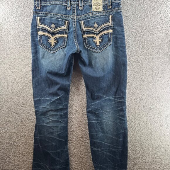 Rock Revival Distress Fad Sraight Jeans Whip Stitched Size 40 - Picture 2 of 15